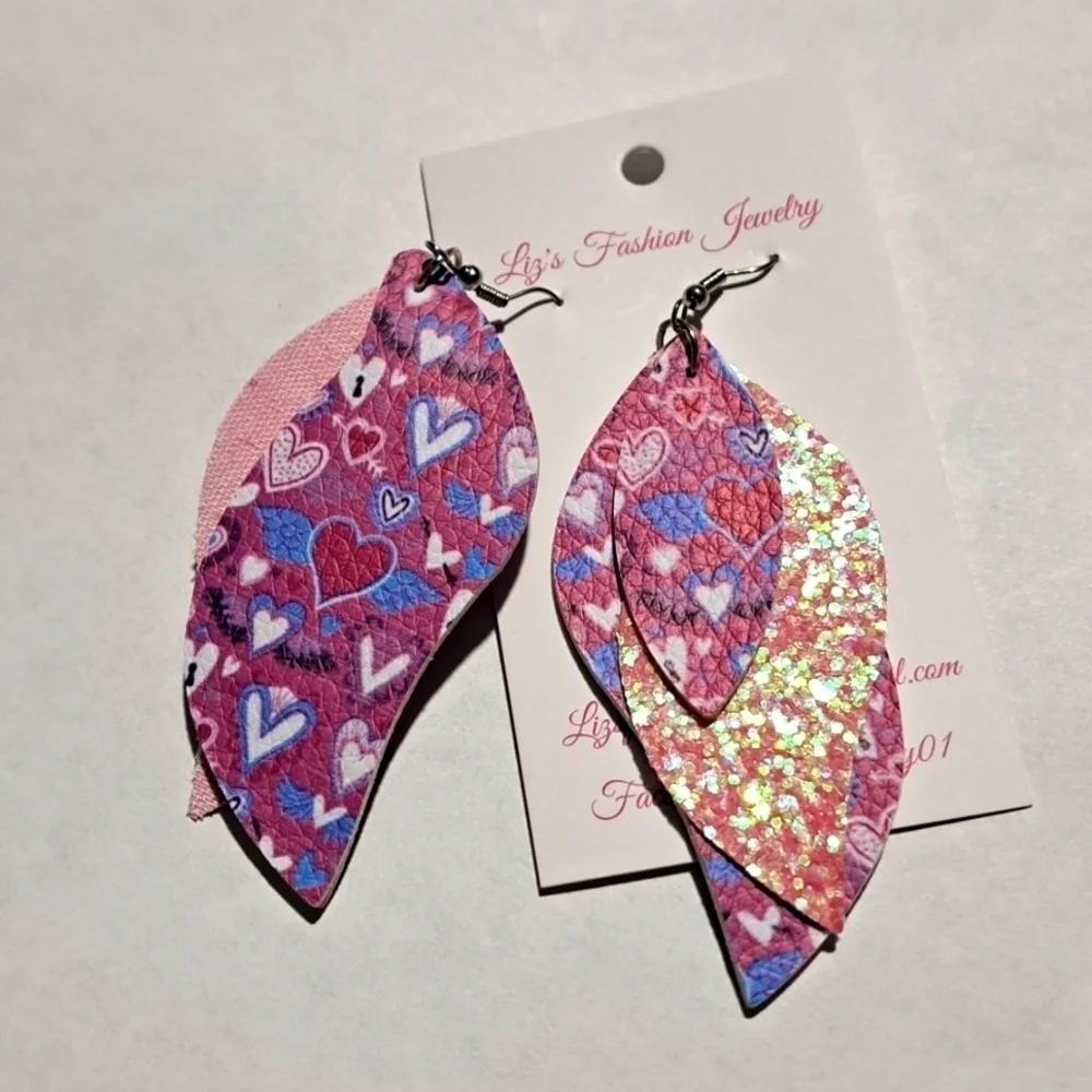 Valentine Heart Earrings Costume Fashion Earrings 3 layer jewelry fashion
